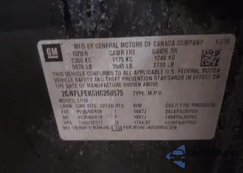 2017 Chevrolet Equinox Lt z USA, uszkodzony, nr VIN 2GNFLFEK6H6268575